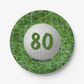 80e verjaardag Golfbal op Bord van graspapier (Voorkant)