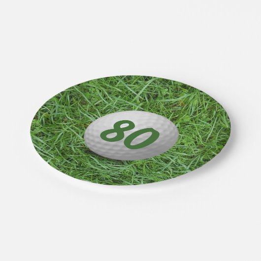 80e verjaardag Golfbal op Bord van graspapier (Gekanteld)