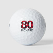 80e verjaardag golfballen 80 jaar golf geruit cade (Voorkant)