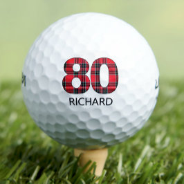 80e verjaardag golfballen 80 jaar golf geruit cade