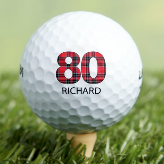 80e verjaardag golfballen 80 jaar golf geruit cade