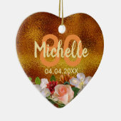 80e verjaardag goud florale naamdatum keramisch ornament (Rechts)