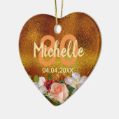 80e verjaardag goud florale naamdatum keramisch ornament (Links)