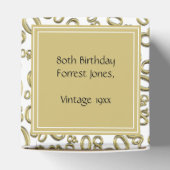 80e verjaardag Goud/Wit Nummerpatroon Bedankdoosjes (Bovenkant)