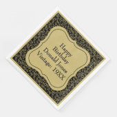 80e verjaardag Goud/Zwart Beugel Getal Patroon Servet (Hoek)