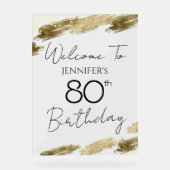 80e verjaardag Goud Zwart Welkom Wissen Acryl Bord (Voorkant)