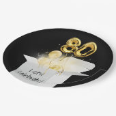 80e verjaardag goudballonnen in witte doos papieren bordje (Gekanteld)