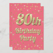 80e verjaardag Gouden Bling Typografie Confetti Ro Kaart (Voorkant / Achterkant)