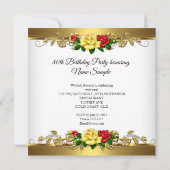 80e verjaardag Gouden gele rozen Kaart (Achterkant)