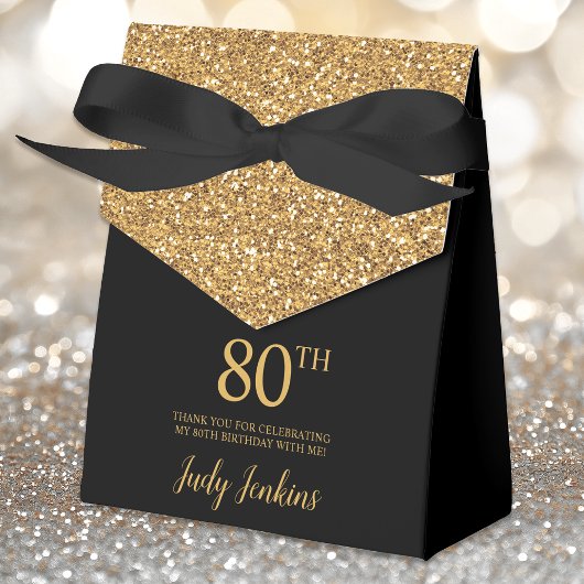 80e verjaardag Gouden Glitter Dank Je Bedankdoosjes