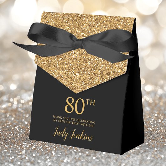 80e verjaardag Gouden Glitter Dank Je Bedankdoosjes