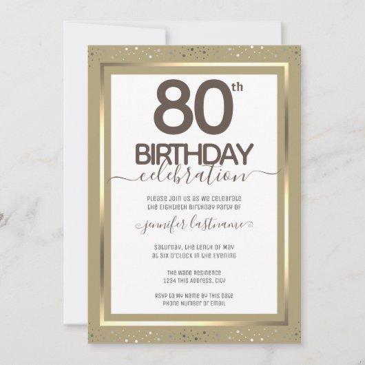 80e verjaardag goudofficiële uitnodiging (Voorkant)