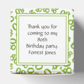 80e verjaardag groen/wit nummerpatroon bedankdoosjes (Bovenkant)