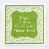 80e verjaardag Groen/Witte beugel Getal Patroon Servet (Voorkant)