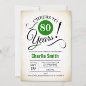 80e verjaardag - Groen zwart wit Kaart (Voorkant)