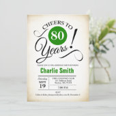 80e verjaardag - Groen zwart wit Kaart (Staand voorkant)
