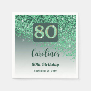 80e verjaardag  groene glitter servet