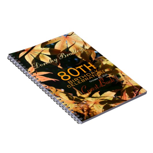 80e verjaardag herfst aangepaste gastboek notitieboek (Rechterzijde)