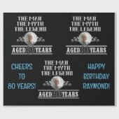 80e verjaardag het Man de mythe de Legendfoto Cadeaupapier (Vlak)