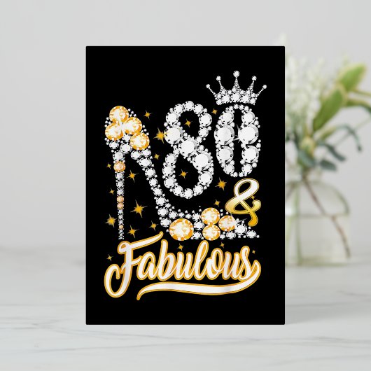 80e verjaardag Hoge Hiel Shoes Crown Diamond Folie Feestdagenkaart (Staand Voorkant)