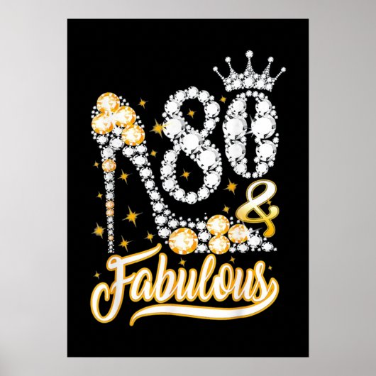 80e verjaardag Hoge Hiel Shoes Crown Diamond Poster (Voorkant)