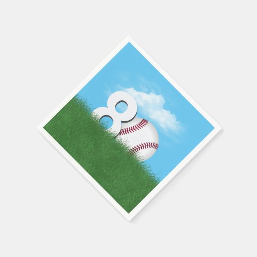 80e verjaardag honkbal in groen gras servet (Hoek)