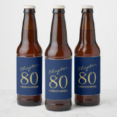 80e verjaardag Hoofdstuk 80 Blauw Goud Bier Etiket (Flessen)