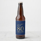 80e verjaardag Hoofdstuk 80 Blauw Goud Bier Etiket (Voorkant)