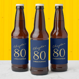 80e verjaardag Hoofdstuk 80 Blauw Goud Bier Etiket