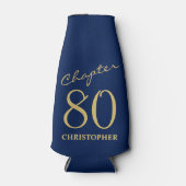 80e verjaardag Hoofdstuk 80 Blauw Goud Flesjeskoeler (Voorkant)