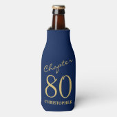 80e verjaardag Hoofdstuk 80 Blauw Goud Flesjeskoeler (Fles Voorkant)