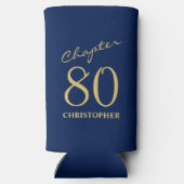 80e verjaardag Hoofdstuk 80 Blauw Goud Seltzer Blikjeskoeler (Achterkant)