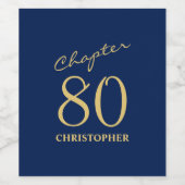 80e verjaardag Hoofdstuk 80 Blauw Goud Wijn Etiket (Enkel label)
