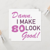 80e verjaardag Humor Kaart (Voorkant / Achterkant in situ)