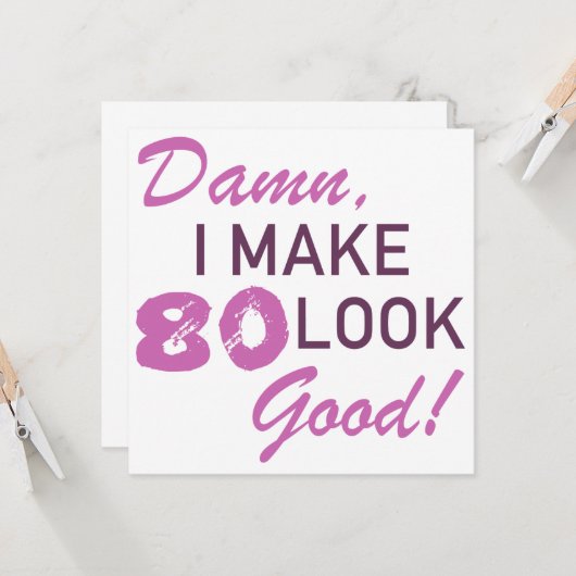80e verjaardag Humor Kaart (Voorkant / Achterkant in situ)