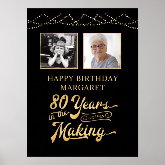 80e verjaardag in de maak 2 foto's poster (Voorkant)