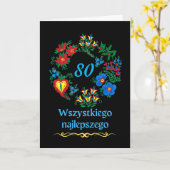80e verjaardag in het Pools Wszystkiego najlepszeg Kaart (Gele Bloem)