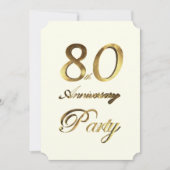 80e Verjaardag Jubileum Goud Ivoor Elegant Kaart (Voorkant)