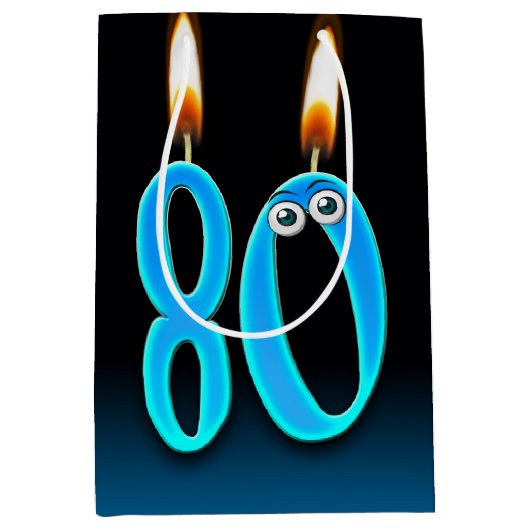 80e verjaardag kaarsen Middelgrote Gift Bag Medium Cadeauzakje (Voorkant)