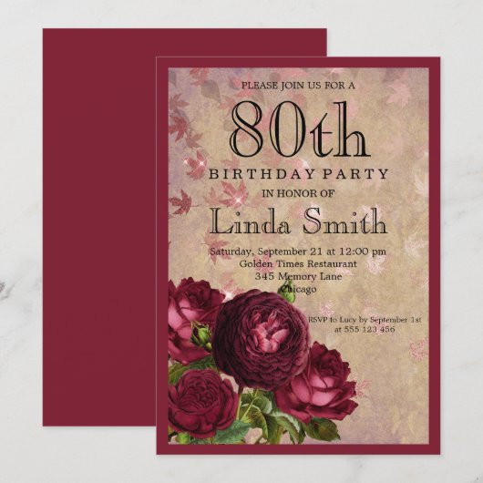 80e verjaardag kaart (Voorkant / Achterkant)