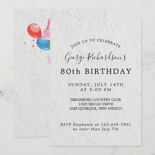 80e verjaardag Kaart (Voorkant / Achterkant)