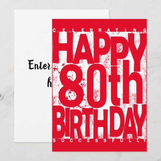 80e verjaardag kaart (Voorkant / Achterkant)