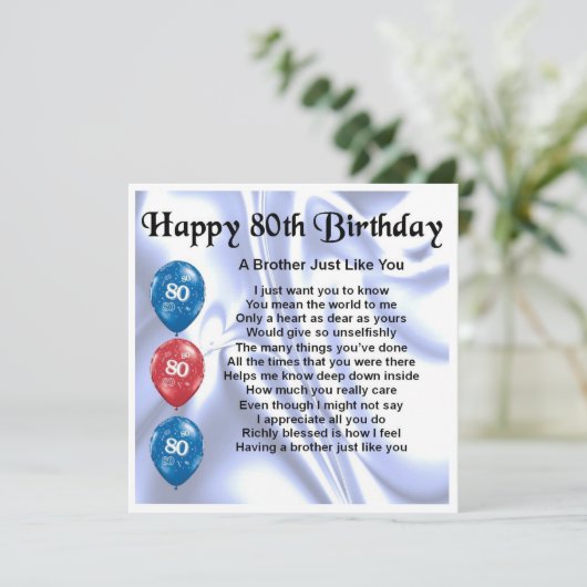 80e verjaardag Kaart - Broer (Staand voorkant)