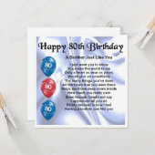 80e verjaardag Kaart - Broer (Voorkant / Achterkant in situ)