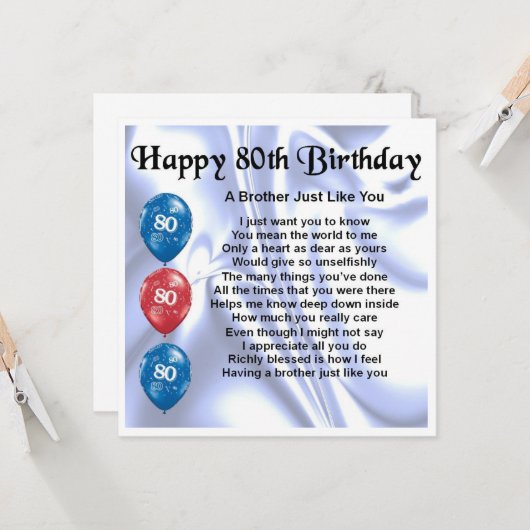 80e verjaardag Kaart - Broer (Voorkant / Achterkant in situ)
