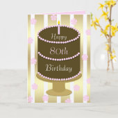 80e Verjaardag Kaart Cake in Roze (Gele Bloem)