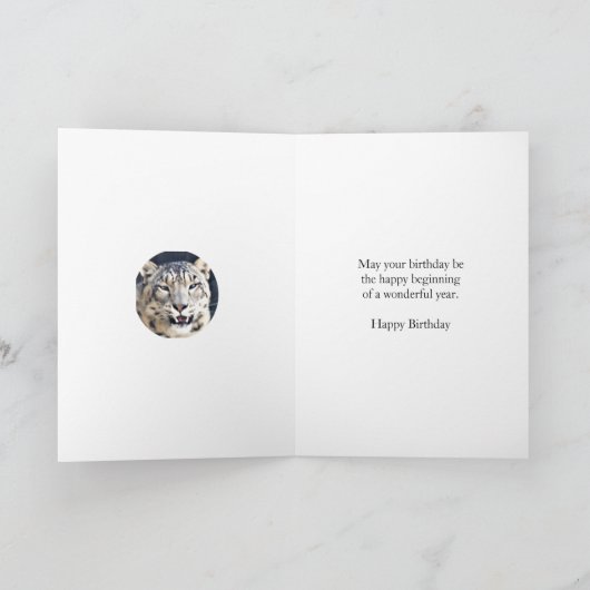 80e verjaardag Kaart met een sneeuwluipaard (Binnen)