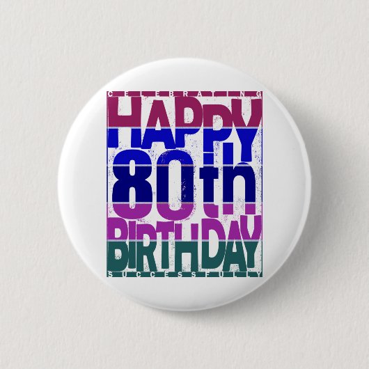 80e verjaardag_kleurengradiënten ronde button 5,7 cm (Voorkant)