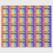 80e verjaardag: kleurrijk, vun regenboogpatroon # 