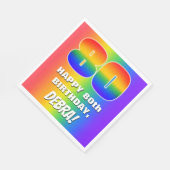 80e verjaardag: kleurrijk, vun regenboogpatroon #  servet (Hoek)